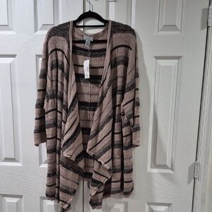 Catherines Black and Tan Striped Cardigan Size 4X